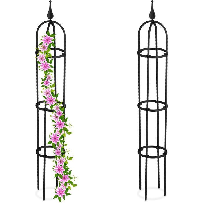 Trellis Pyramide Relaxdays 204cm Noir - Support Plantes Grimpantes Métal