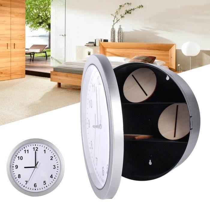 Coffre-fort caché - Maison Securité - Mural horloge temps - argent - ABS - 25 * 7cm
