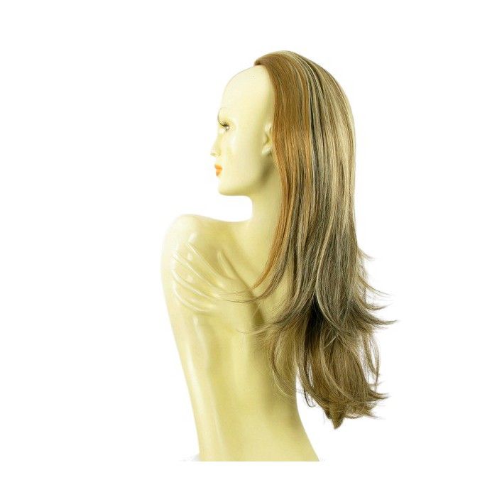 Demi-Perruque/Demi-Tête Synthétique 60 Cm - Blond Clair Cuivré Et Chocolat - Neuf Avec Étiquette