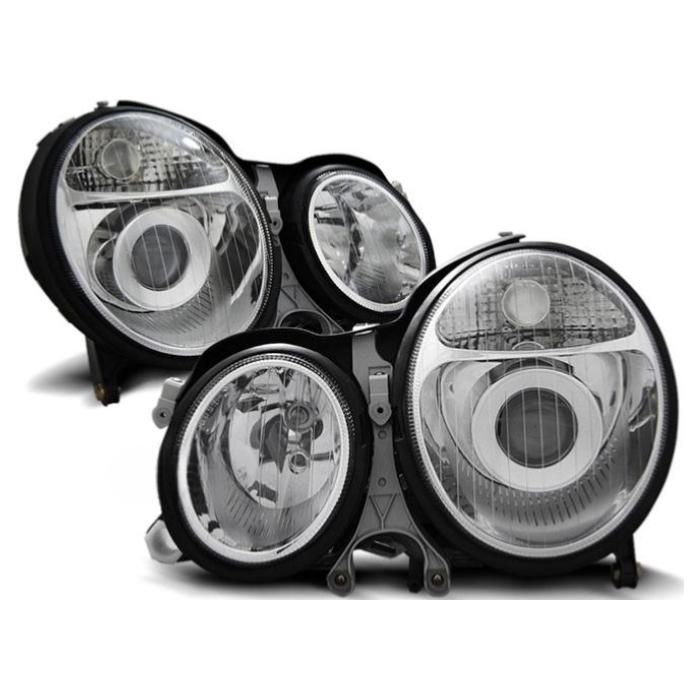 Paire de feux phares Mercedes classe E W210 99-02 design chrome-27361499