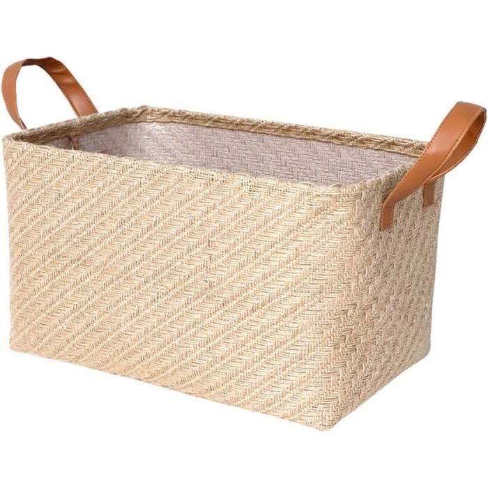 4 Paniers De Rangement Pliables En Coton Et Lin - Avec Poignée Suspension - Multifonction Pour Jouets, Maquillage, Clés