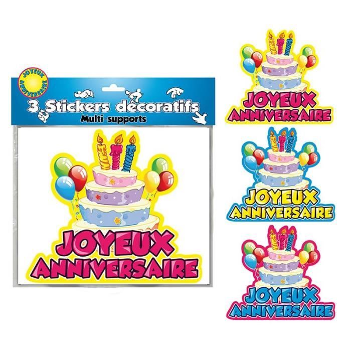 3 Stickers Joyeux Anniversaire Cdiscount Maison
