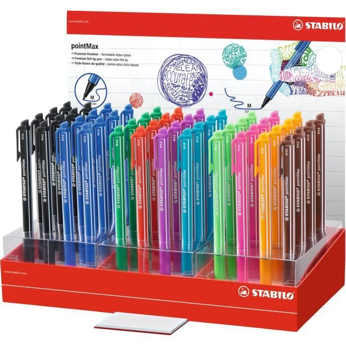 Présentoir x 48 stylos-feutres STABILO pointMax