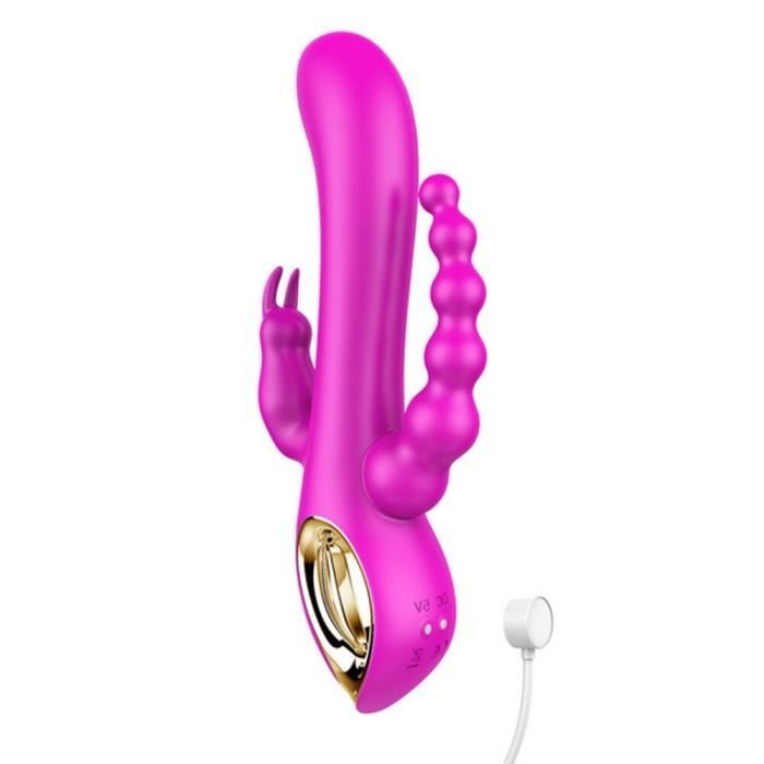 Vibromasseur lapin 3 en 1, gode étanche, USB, magnétique, Rechargeable,  clitoris Anal, jouets sexuels pour femme Violet -BU