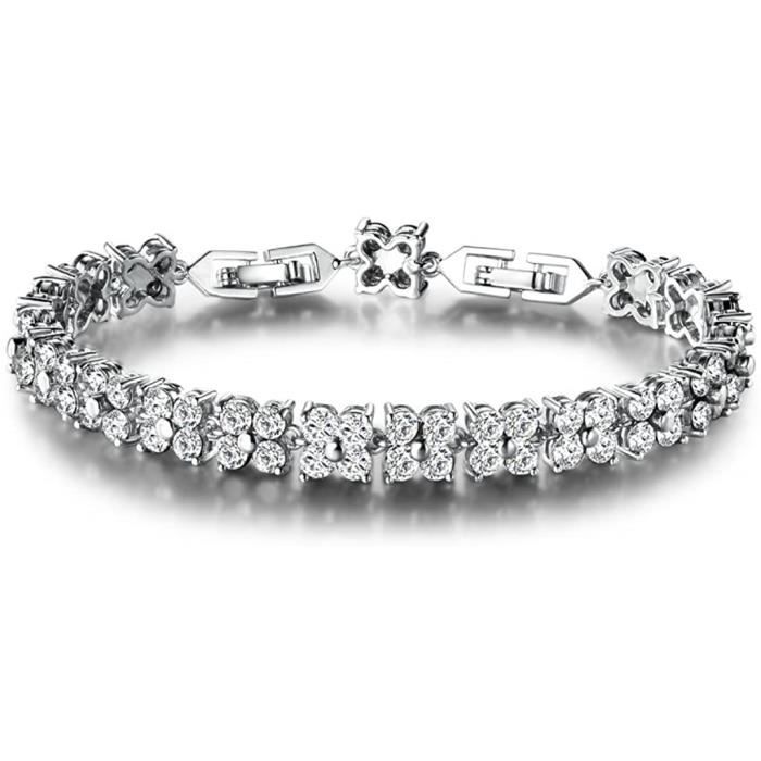 GULICX Bracelet Cristal Swarovski Elément Carré Simple Bracelet Plaqué Or Zircon Cubique Bijoux pour Femme116
