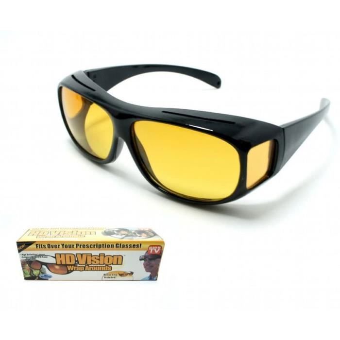 Lunettes de vision de nuit - HD Vision Wrap Around - Lunettes de soleil - Noir - Enveloppant - Adulte