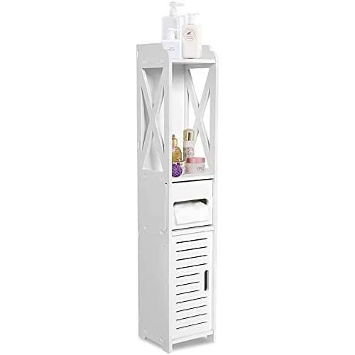 Armoire de Chambre à Coucher 80 × 15 5 × 15 5 Cm Meuble de Salle de Bain en Bois Blanc Étagère de Rangement pour Salon Cuisine[260]