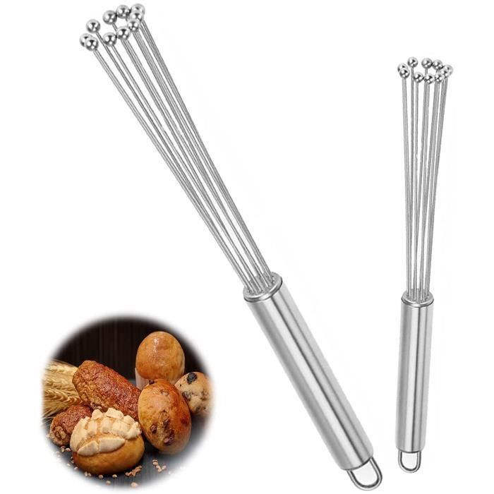 Fouet à Bille Fouet Cuisine Professionnel 2 Pièces Fouets en Acier Inoxydable Fouet Plat Fouet Patisserie Fouet Manuel en Acier Inoxydable pour Sauce de Cuisson Mélangeur 10 Pouces et 12 Pouces