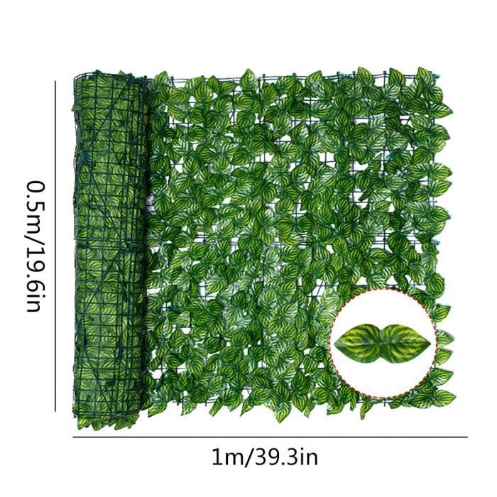 Treillis Jardin Avec Feuilles Artificielles 40x200cm - Haie Intimité Extensible