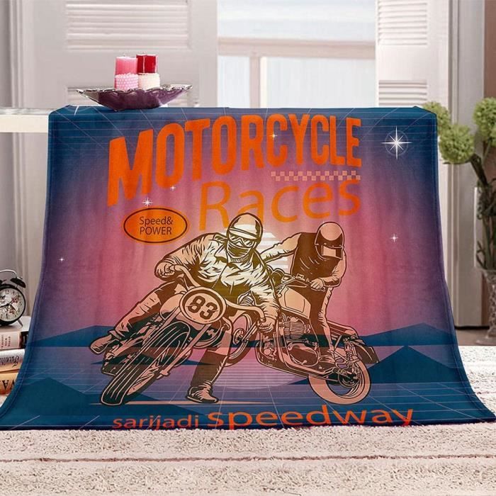 Couverture de moto en peluche ultra-douce, couverture de dessin