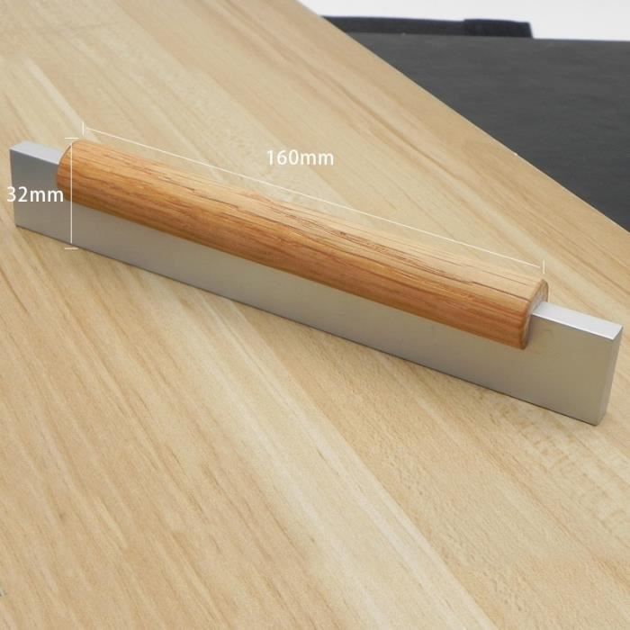 Poignées Meuble Bois Lot De 6 - Longueur 160mm - Style Naturel - Pour Armoire, Commode, Cuisine
