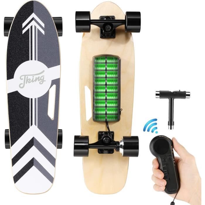 Longboard électrique avec télécommande, 40 km/h, plateau en érable 10  couches avec sangle de pied, skateboard tout-terrain