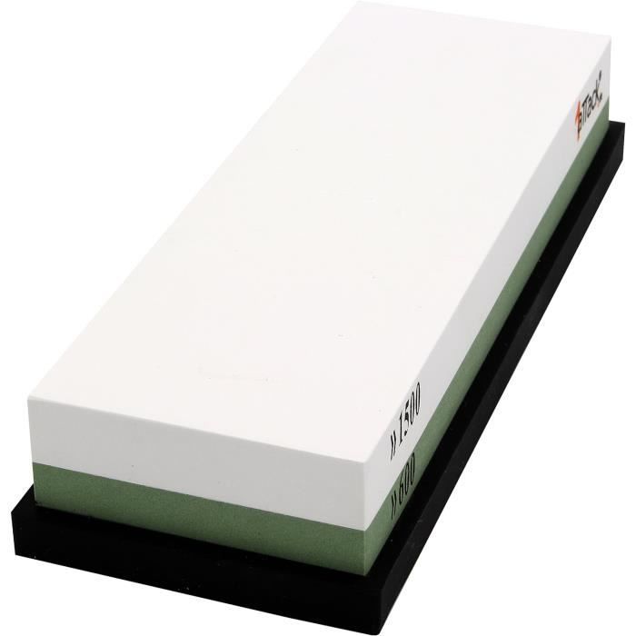 Pierre à Aiguiser Double Face 240/800 - Avec Support Silicone Antidérapant, 18x6x3 Cm, Pour Couteaux Cuisine - 4