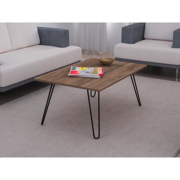 table basse furny home : fabriquée à partir de panneaux de particules 100% mélaminés, pieds en métal, épaisseur 18mm. dimensions ...