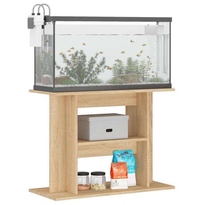 Comparer les prix de Support pour aquarium - FAFEICY - 80x35x60cm - Bois d'ingénierie - Chêne sonoma - Montage facile