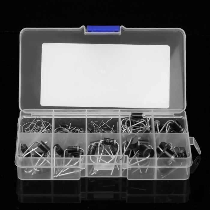 Kit Assortiment De 100 Diodes - 8 Valeurs Différentes Dont 1N4148, FR107, 1N5408 - Pour Bricolage électronique