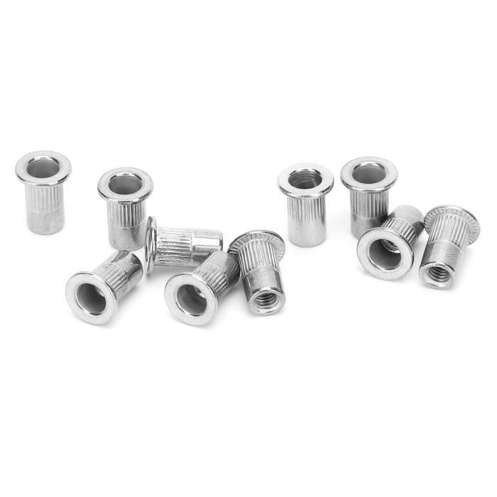 Fixation Rivet Ecrou Auto Outils 50pcs Acier Inoxydable Argent Insert Écrous