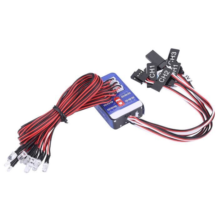 Akozon Kit Éclairage LED 8 Lumières Pour Avion RC – Système Simulation Clignotant – Compatible Hélicoptère – Tension 4-6V