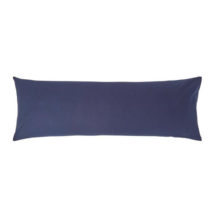 Taie de Traversin plat en coton 200 fils Bleu Marine 50 x 140 cm Env.