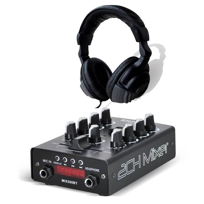 Pack Table de mixage Dj Sono USB Bluetooth IBIZA SOUND MIX500-BT + Casque audio