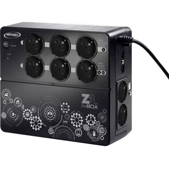 Onduleur 700 VA - INFOSEC - Z3 ZenBox EX 700 - Haute fréquence - 8 prises FR/SCHUKO - 66075