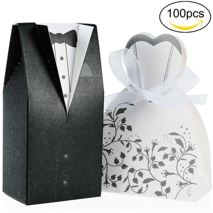 100pcs Boite A Dragees Pour Mariage Cadeau 50pcs Jeune Marie Noir 50pcs Mariee Blanc Chocolat Bonbons Achat Vente Boite A Dragees Soldes Sur Cdiscount Des Le 20 Janvier Cdiscount