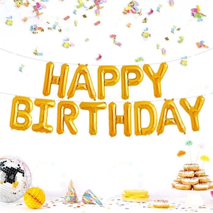 Jzk Lettres D Or Happy Birthday Ballons En Aluminium Joyeux Anniversaire Banderoles Pour Enfants Adulte Decoration Cdiscount Maison