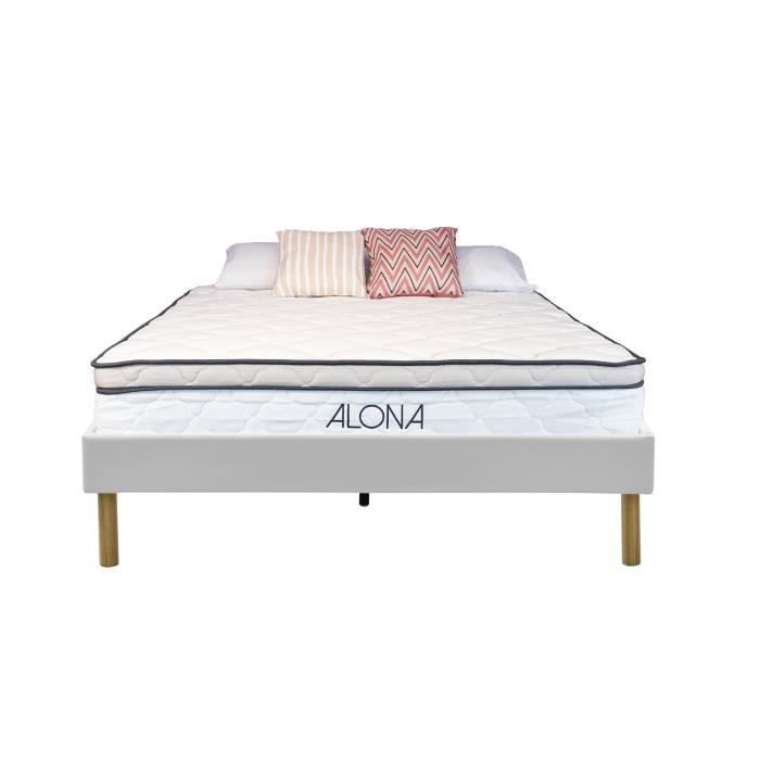 Matelas + Sommier - ALONA - Gregory - 80x200 cm - Mousse à mémoire de forme - Ressorts ensachés