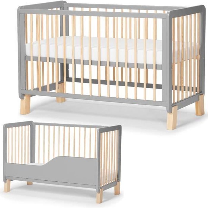 Kinderkraft Lit Bebe En Bois Lunky Garde Corps Matelas Gris Cdiscount Puericulture Eveil Bebe