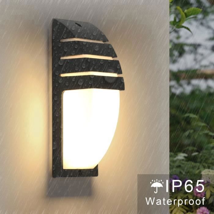 DELIPOP Applique Murale LED Extérieure - 12W Lumière Chaude 3000K Aluminium - Étanchéité IP65 pour Jardin Entrée garage - Noir