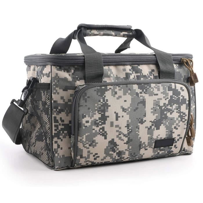 KOMCLUB Sac Pêche Bandoulière 30L - Sac Rangement Équipement Camping Randonnée Noir L