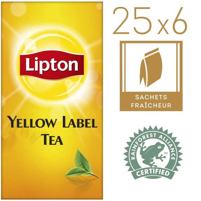 Thé noir Lipton yellow Label Tea - Boite de 100 sachets fraicheur
