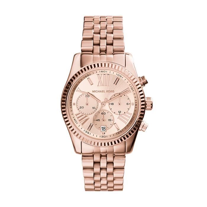Montre Femme - MICHAEL KORS - Mk5569 - Acier Inoxydable Doré Rose - Étanche 10 ATM - Chronographe