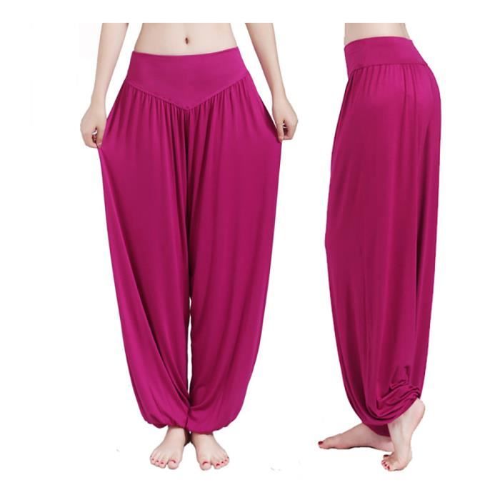 Pantalon de Yoga Femme - Marque - Harem Pilates Trousers - Bordeaux Rose - Super Doux et Elastique