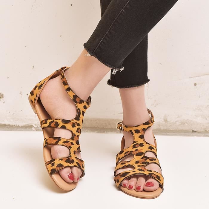 sandales leopard femme