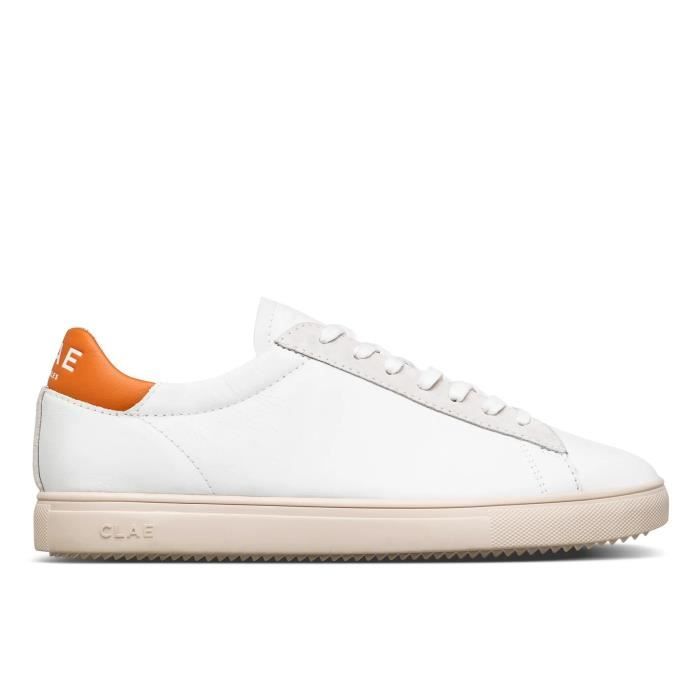 Clae Sneakers Femme - CLAE - Cuir Blanc - Lacets - Plat