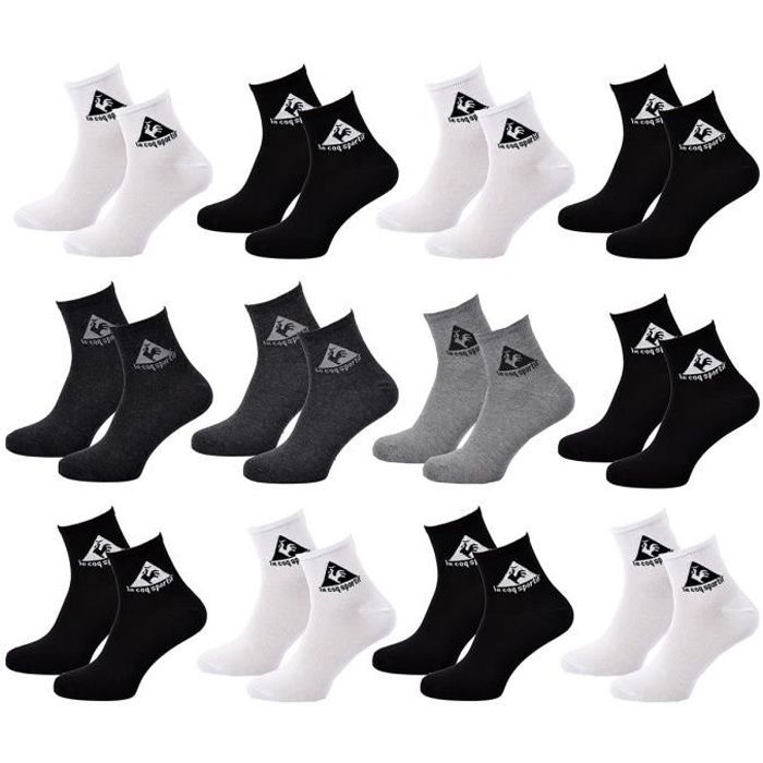 LOT 12 PAIRES DE SOCQUETTE (6 BLANC + 6 NOIR ) TAILLE 35 36 37 38 COTON  ENFANT FILLE GARCON HOMME FEMME SPORT CHAUSSETTE coloris mélangés -  Cdiscount Prêt-à-Porter