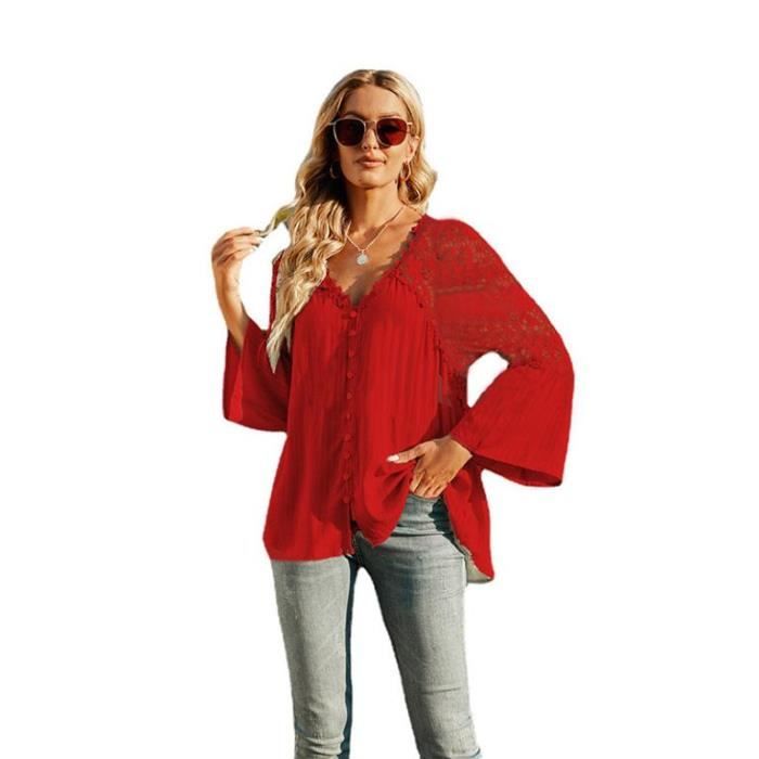 Chemise femme Nouvelle mode élégante et capricieuse de haute qualité et design exquis -Rouge chuangna Printemps été