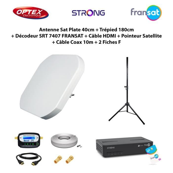 Antenne Satellite Plate OPTEX 40cm Trépied 180cm Décodeur SRT — free download