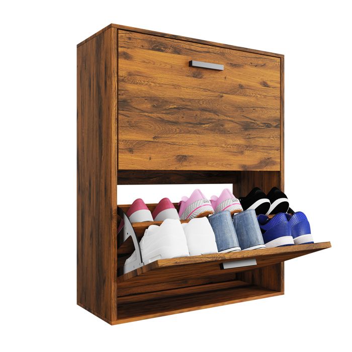 CASABEL Meuble chaussures - Armoire Rangement Grande Capacité 12 Paires - Meuble d Entrée Couloir - Vintage - 60x24x80 cm