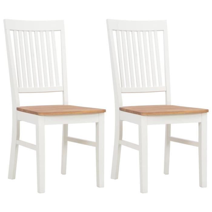 star - best chaises cuisine - chic chaises à dîner 2 pcs blanc bois de chêne solide{3729}