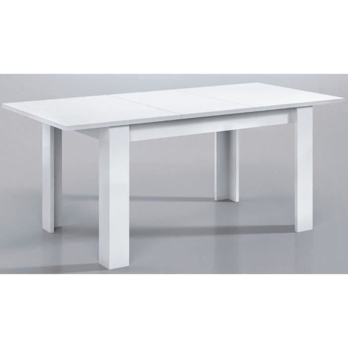 Table à manger extensible en mélamine coloris blanc brillant - Dim : L140 x P90 x H78 cm Table à manger extensible en mélamine coloris blanc brillant - Dim : L140 x P90 x H78 cm