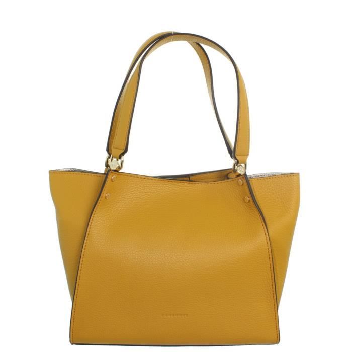 Sac port paule Pourchet en cuir ref pou41939 Jaune 36 23 9