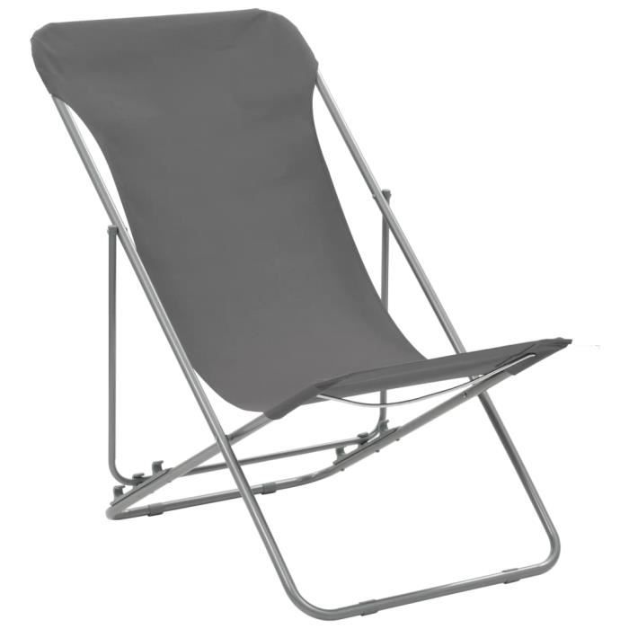 chaises de plage pliables 2 pcs acier et tissu oxford gris - salalis - sp084312