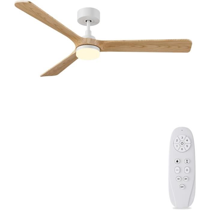 ZMISHIBO – Ventilateur De Plafond Avec Lumière LED 132 Cm – Moteur DC Silencieux, 6 Vitesses, 3 Températures De Couleur – Télécommande Incluse