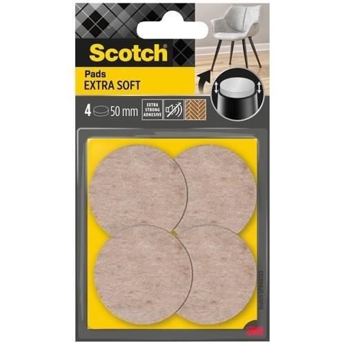 SCOTCH - Patin glisseur - Adhésif - Feutre laine - Extra soft - Rond - Ø 50 mm - Beige - Lot de 4