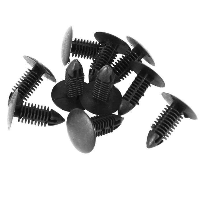 10 Pieces diametre du trou de 6 mm plastique noir rivet clip de pare-chocs  - Cdiscount Bricolage
