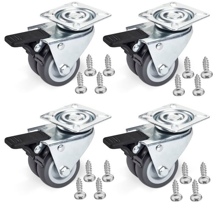 SOTECH Lot 4 Roulettes Pivotantes SHIFT 50 Mm Transparentes – Charge 140 Kg, Design Transparent Sol Protégé
