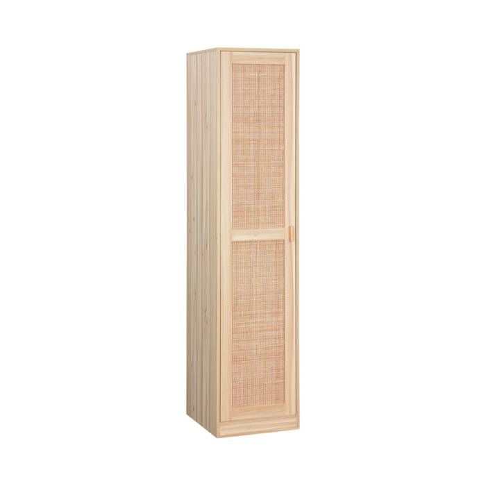 sweeek - Armoire dressing décor bois et cannage 1 porte 5 étagères CAMARGUE sweeek - Armoire dressing décor bois et cannage 1 porte 5 étagères CAMARGUE