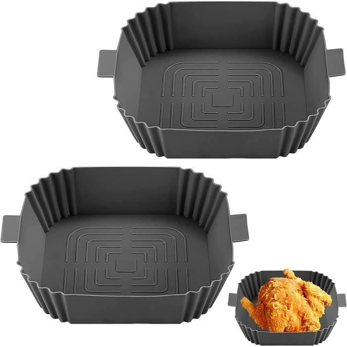 EclipseGuard Lot De 2 Moules Silicone Air Fryer – Plat Réutilisable Anti-Adhésif, Poignées + Gants Isolants, Compatible Four & Micro-ondes